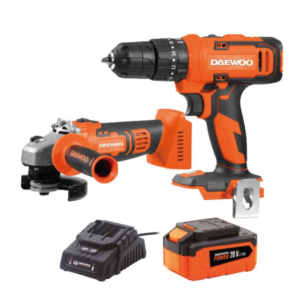 Combo amoladora y taladro de litio Daewoo