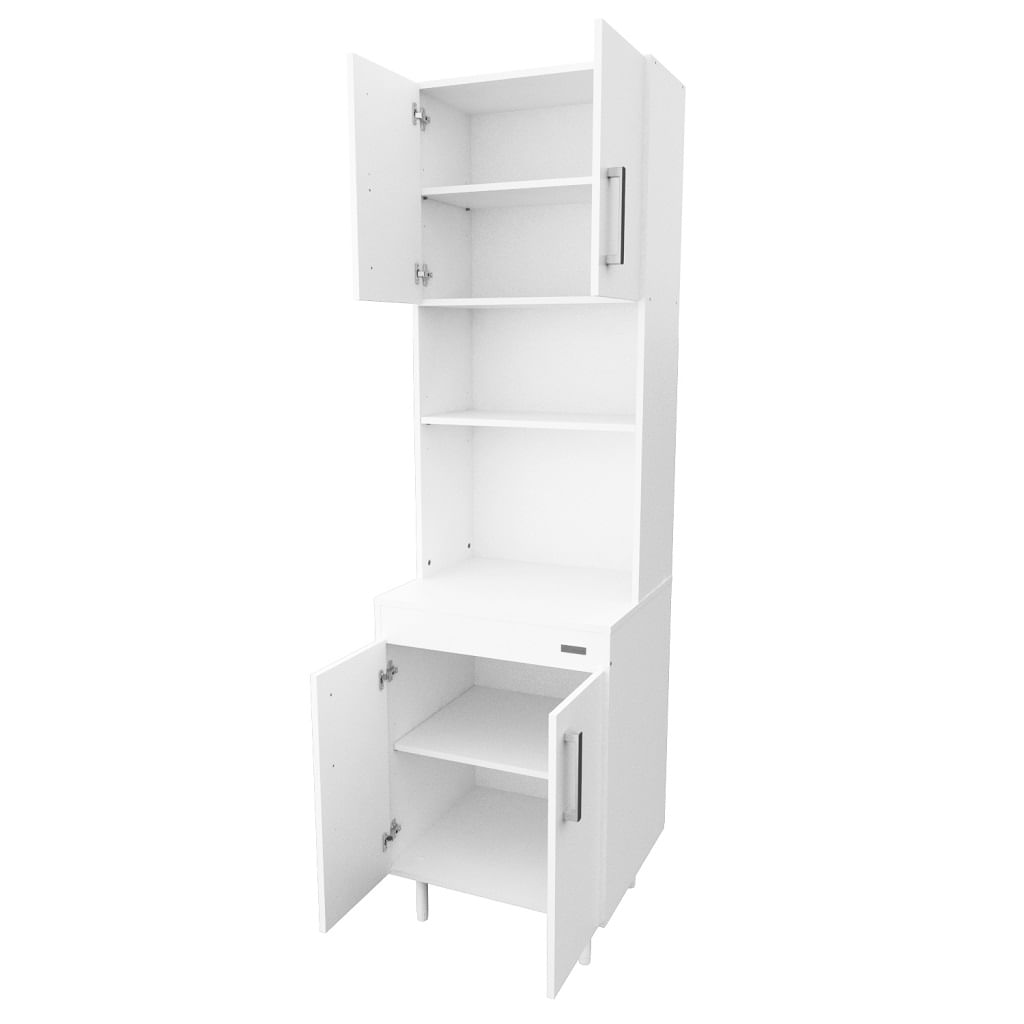 Aparador Columna de Cocina Mosconi 4 Puertas Organizador Melamina Blanco