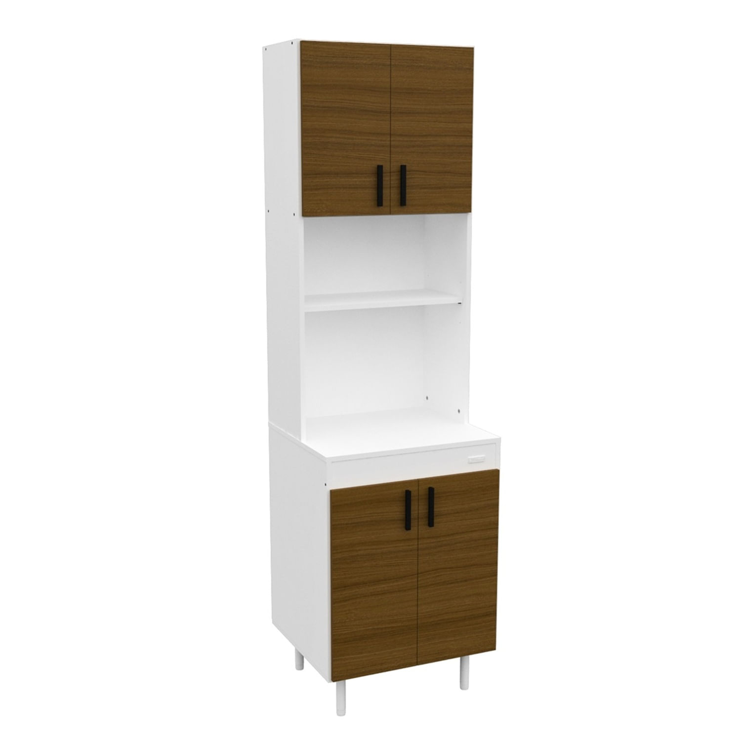 Aparador Columna de Cocina Mosconi 4 Puertas Organizador Melamina Avellana