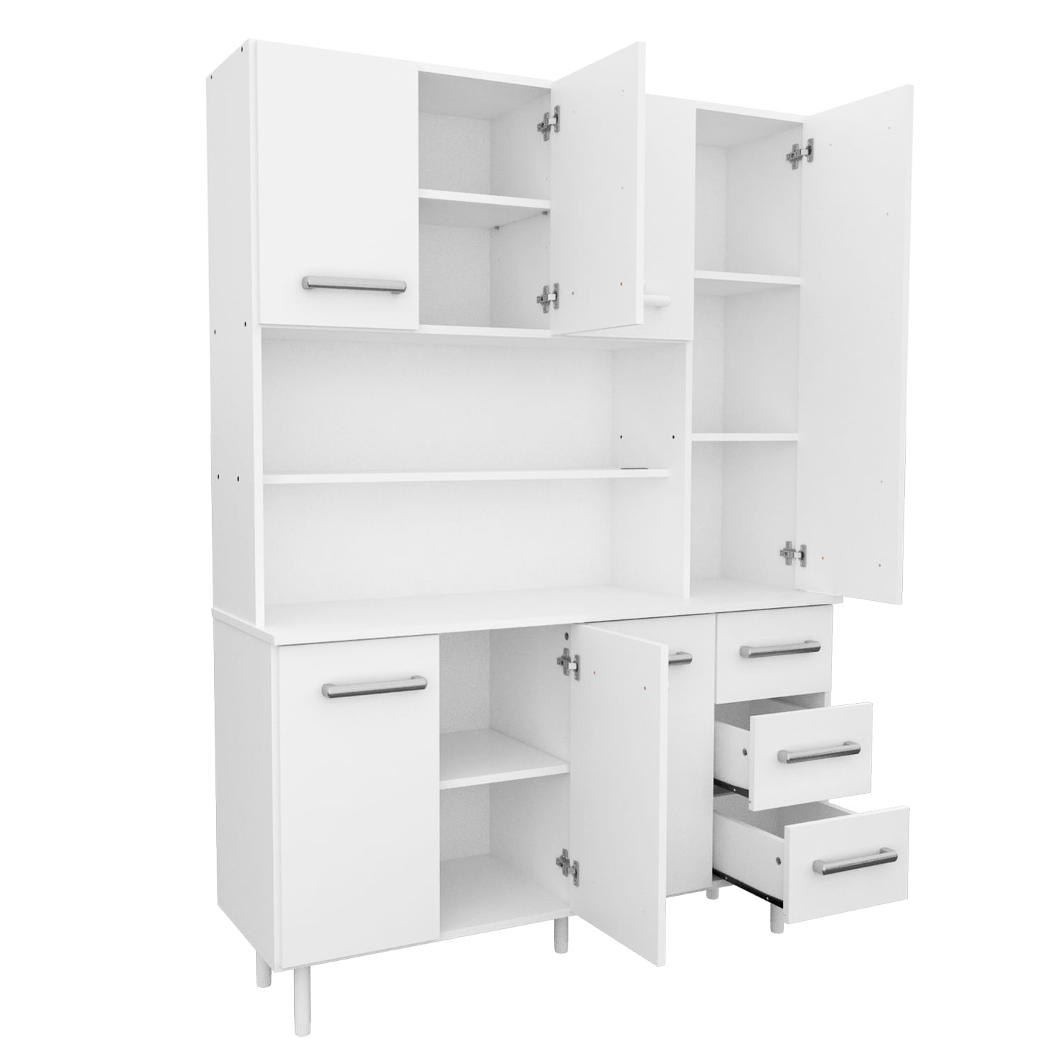 Aparador de Cocina Mosconi 1.20 m Organizador Melamina Blanco