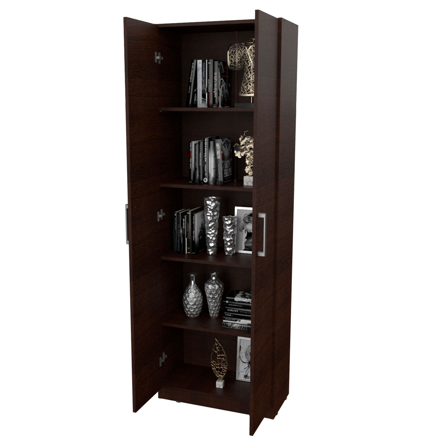Biblioteca Mosconi con Puertas Completas Melamina Wengue