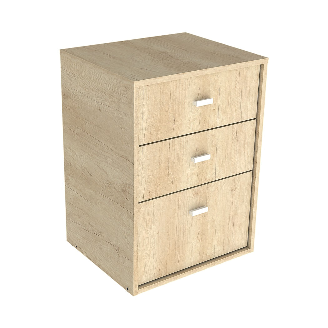 Mesa de Luz Benethon 3 Cajones Melamina Nebraska Natural