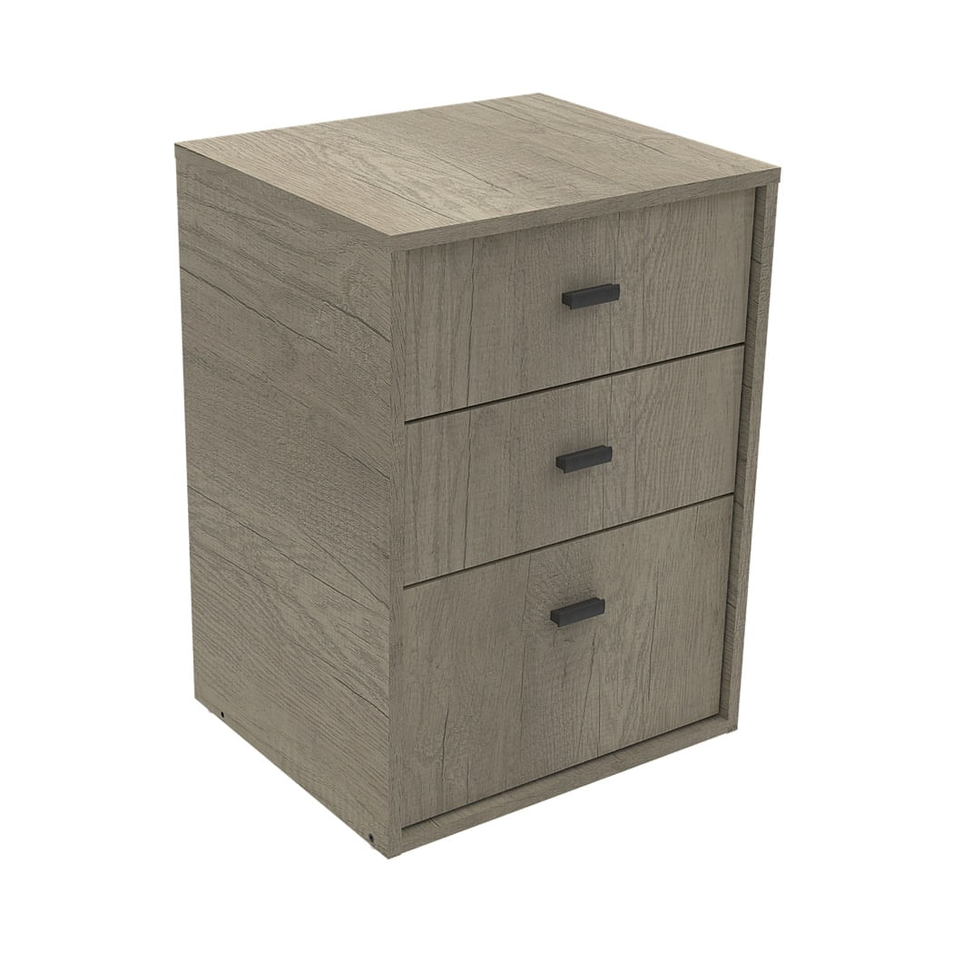 Mesa de Luz Benethon 3 Cajones Melamina Nebraska Gris