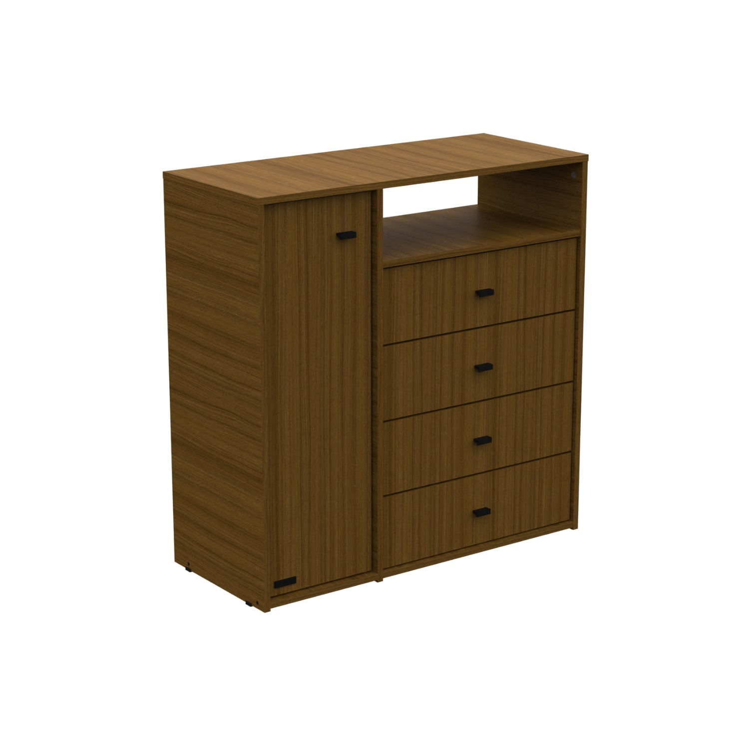 Cómoda Mosconi Milenial 4 Cajones 1 Puerta Melamina Avellana