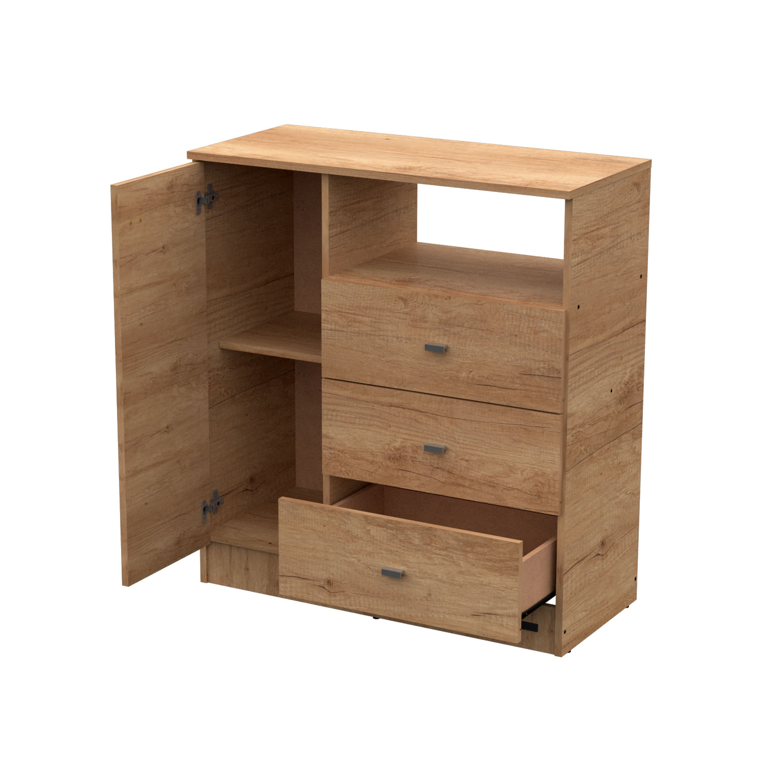 Cómoda Mosconi Dakar Zero 1 Puerta 3 Cajones Estante Melamina Nebraska Natural