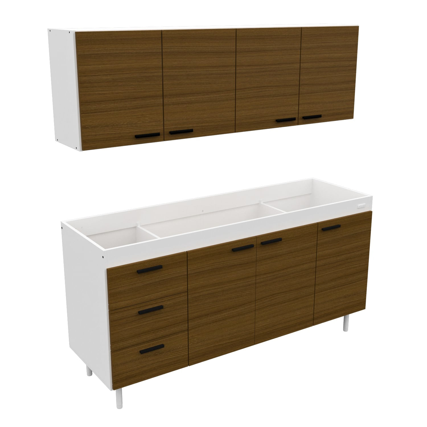 Combo Mueble de Cocina Mosconi 1.60 m Sin Bacha Avellana