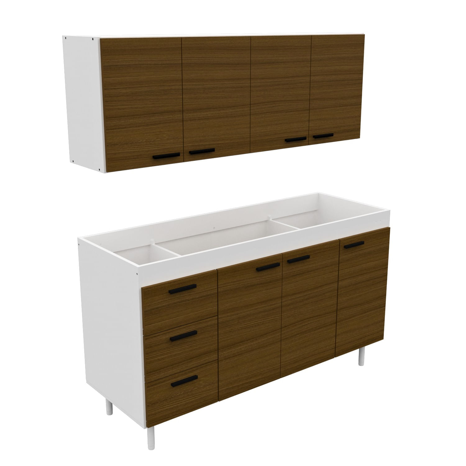 Combo Mueble de Cocina Mosconi 1.40 m Sin Bacha Avellana