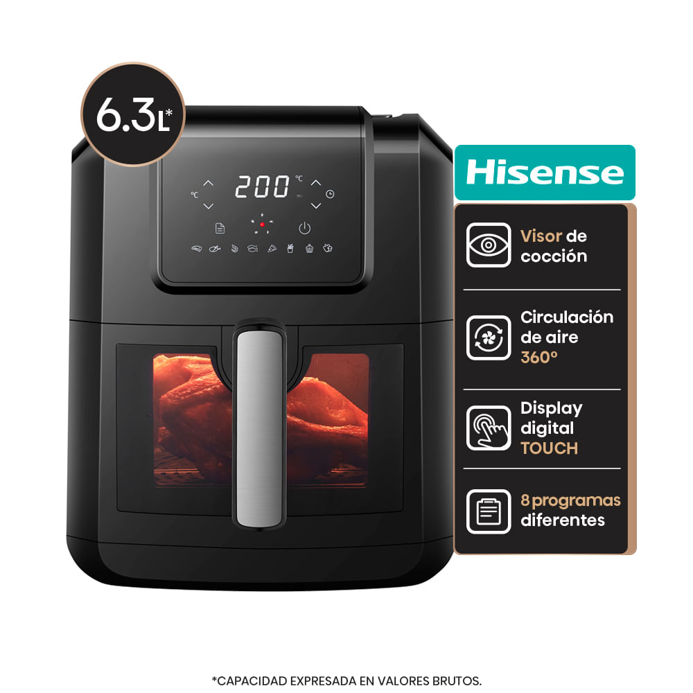 Freidora sin aceite Hisense H06AFBK1S1 6.3 lt 1300W