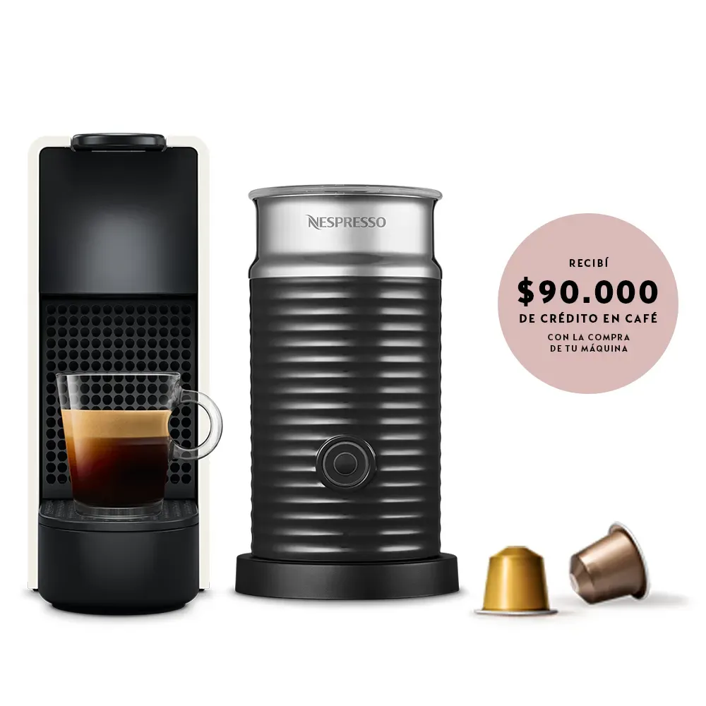 Cafetera Nespresso Essenza Mini White + Aeroccino 3