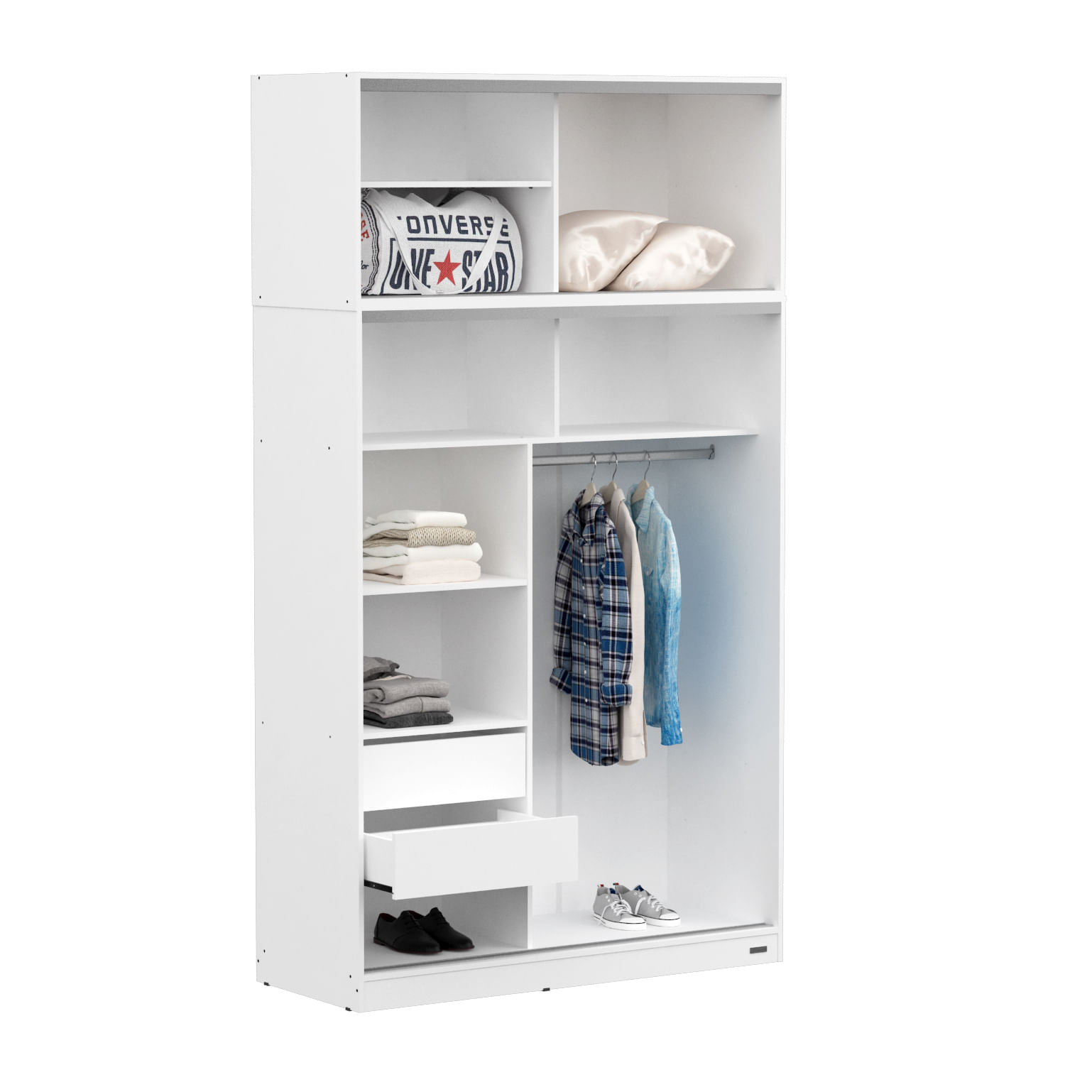 Placard Mosconi 2 puertas corredizas con baulera 1.40 m Blanco