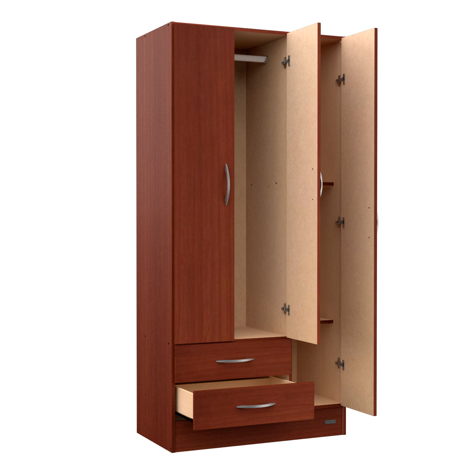 Placard Mosconi Pack 3 puertas 2 cajones Caoba
