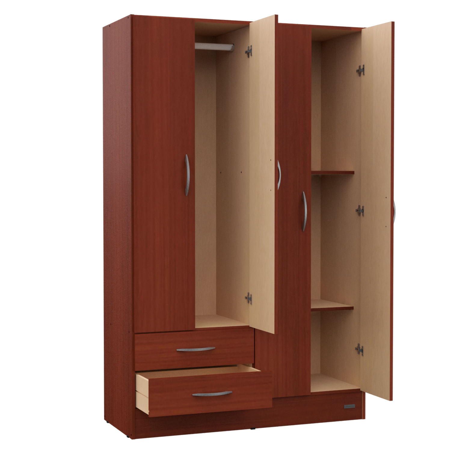 Placard Mosconi Pack 4 puertas 2 cajones Caoba