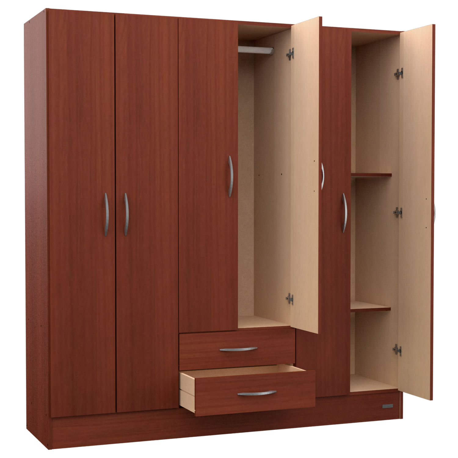 Placard Mosconi Pack 6 puertas 2 cajones Caoba