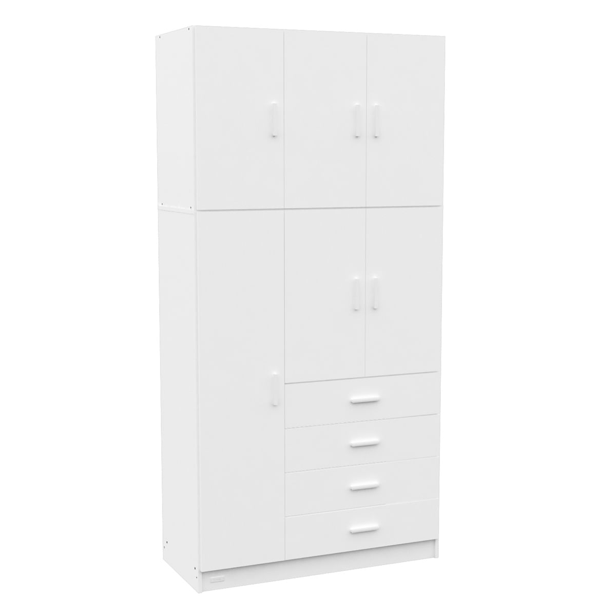 Placard Mosconi Dakar 6 puertas 4 cajones con baulera Blanco