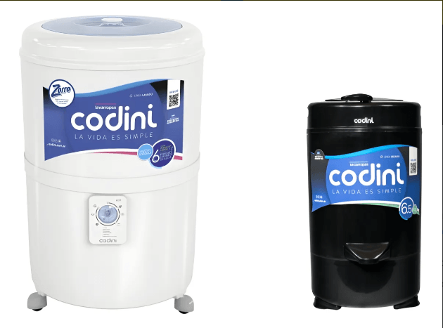 Combo Codini Lavarropas Semiautomático Silent 10 kg + Secarropas Innova Negro 6.5 kg 2800 RPM - 4051/IN65
