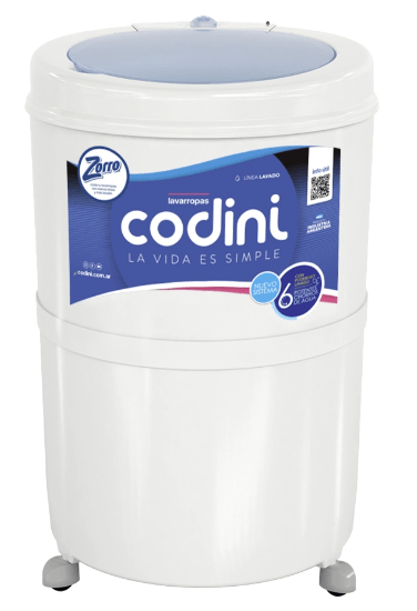 Lavarropas Semiautomático Silent 10 kg 6 Funciones Ruedas Blanco Codini - 4052