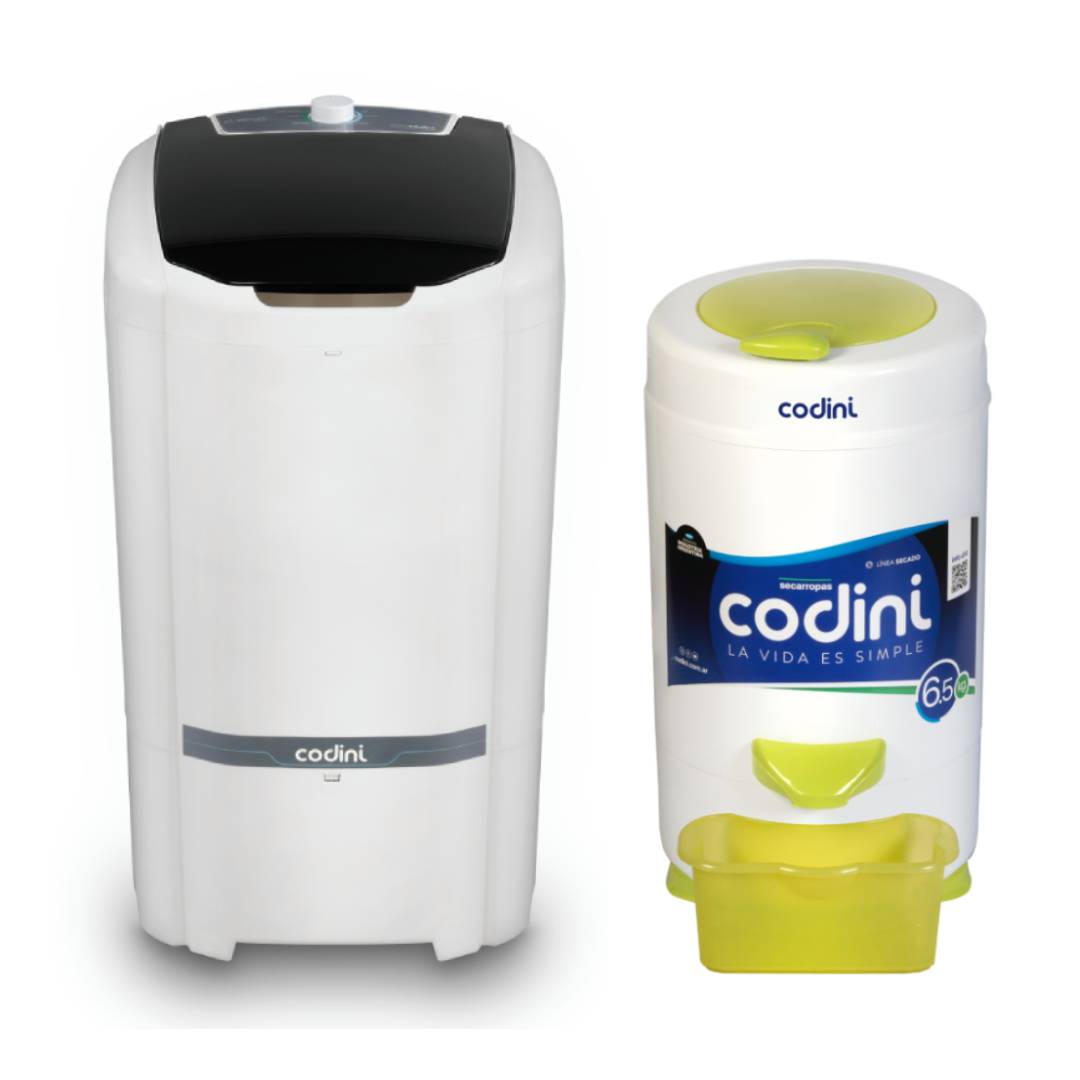 Combo Codini Lavarropas Semiautomático QBICO 10 kg + Secarropas Innova 6.5 kg 2800 RPM - 8052/IV65