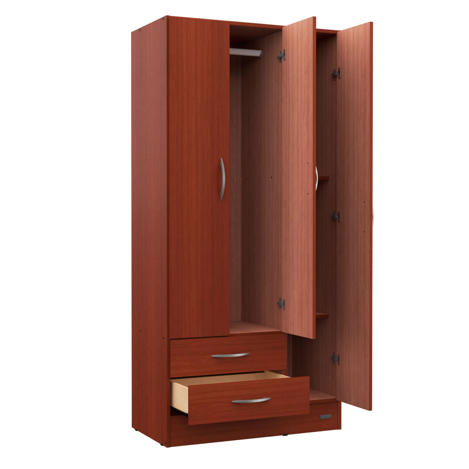 Ropero Placard Mosconi Express 3 Puertas 2 Cajones Caoba