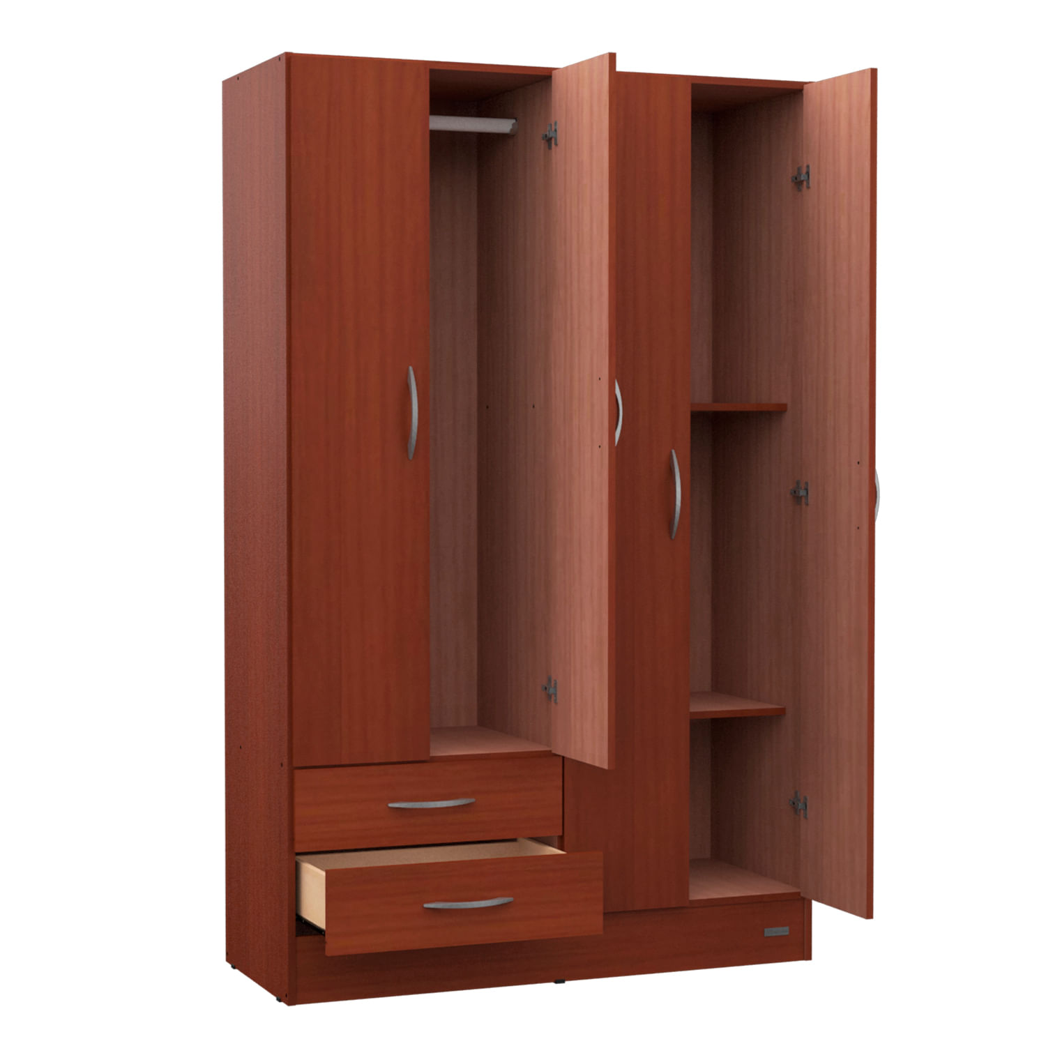 Ropero Placard Mosconi Express 4 Puertas 2 Cajones Caoba