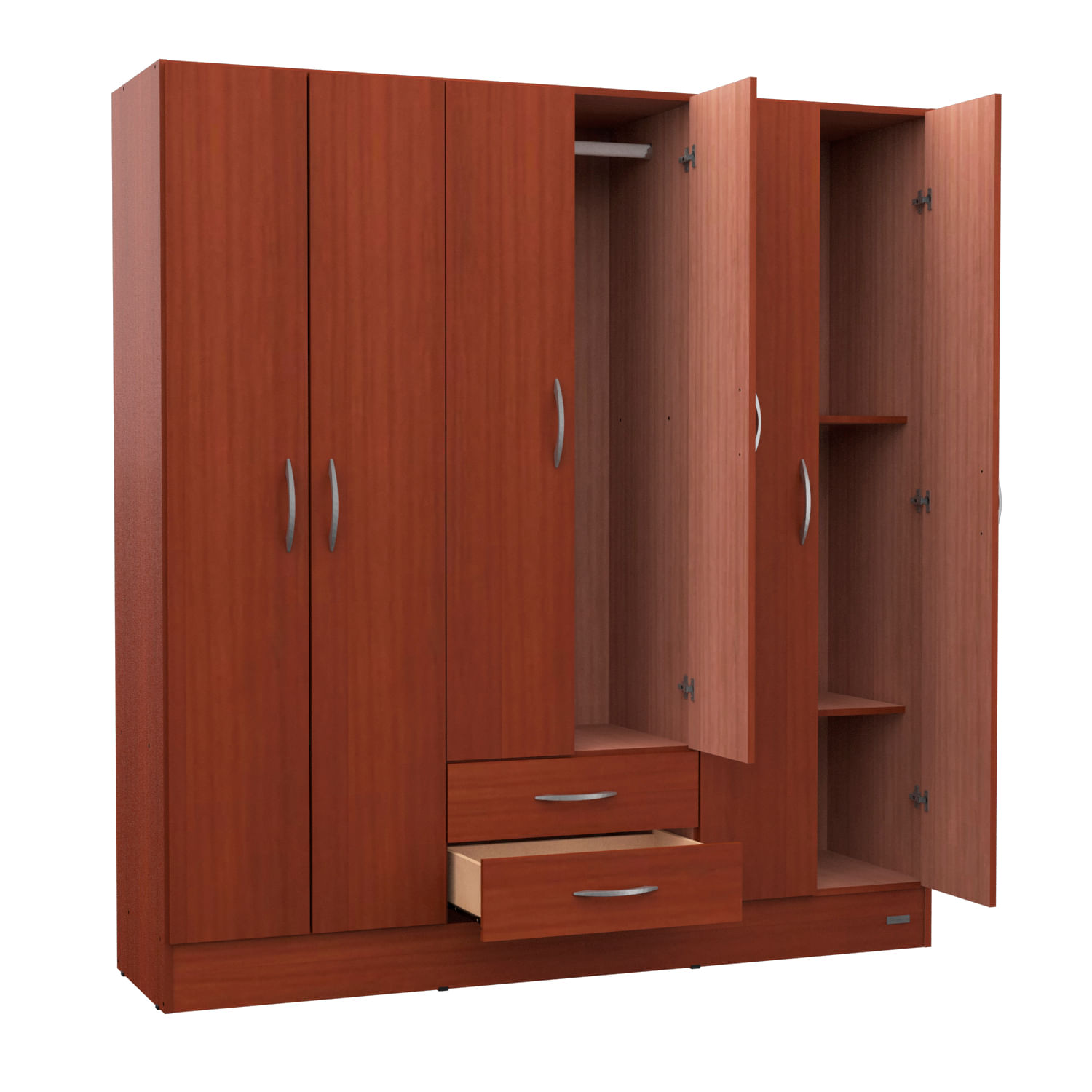 Ropero Placard Mosconi Express 6 Puertas 2 Cajones Caoba