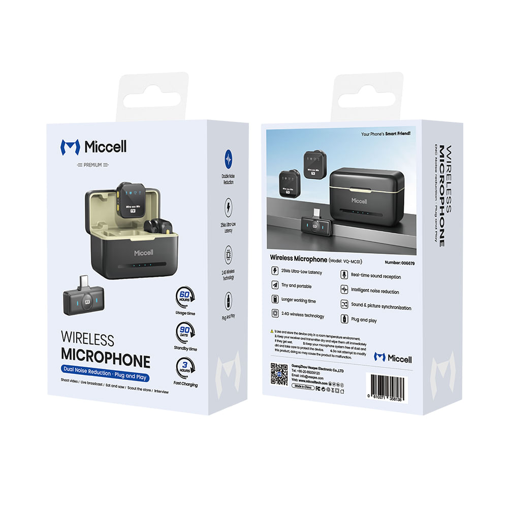 Microfono Miccell VQ-MC01 KIT 2 Corbater