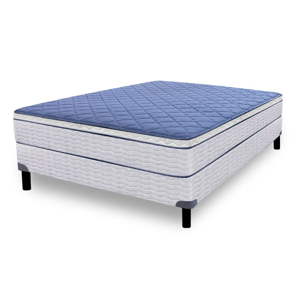 Conjunto Sommier y Colchón de resortes Zafiro Cobalt de 2 plazas 140x190 cm