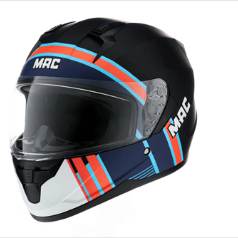 Casco moto MAC integral ffm67 bass spoon negro azul rojo mate talle L