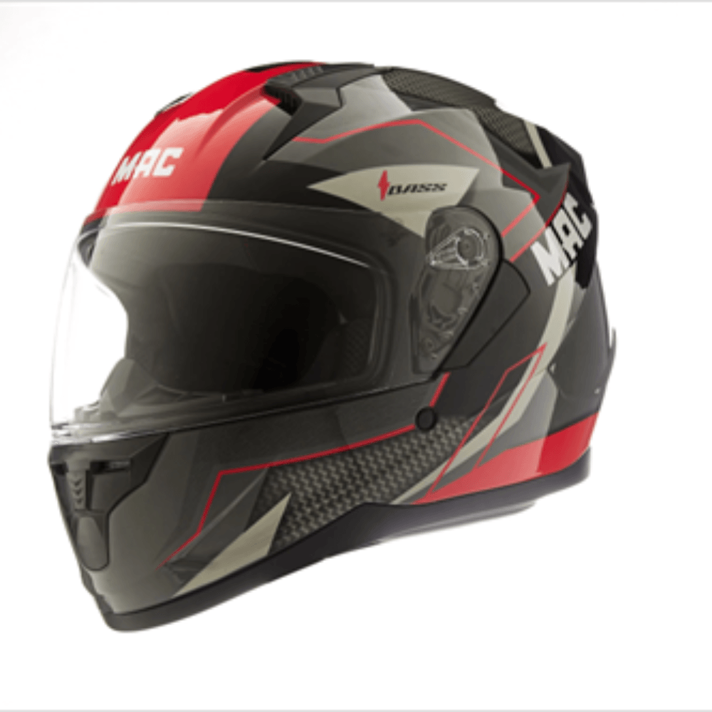 Casco moto MAC integral ffm67 bass zorska negro rojo brillante talle xl