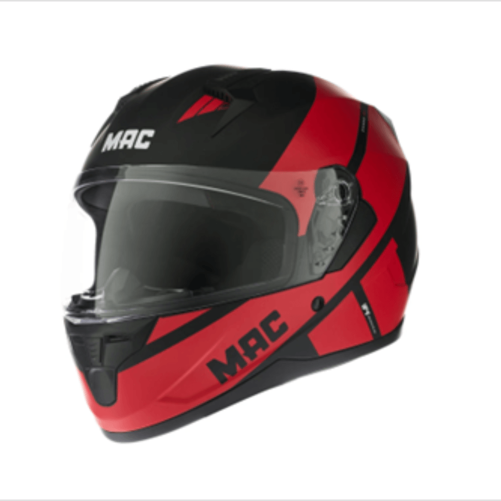 Casco moto MAC integral ffm67 bass cuard negro rojo mate talle s