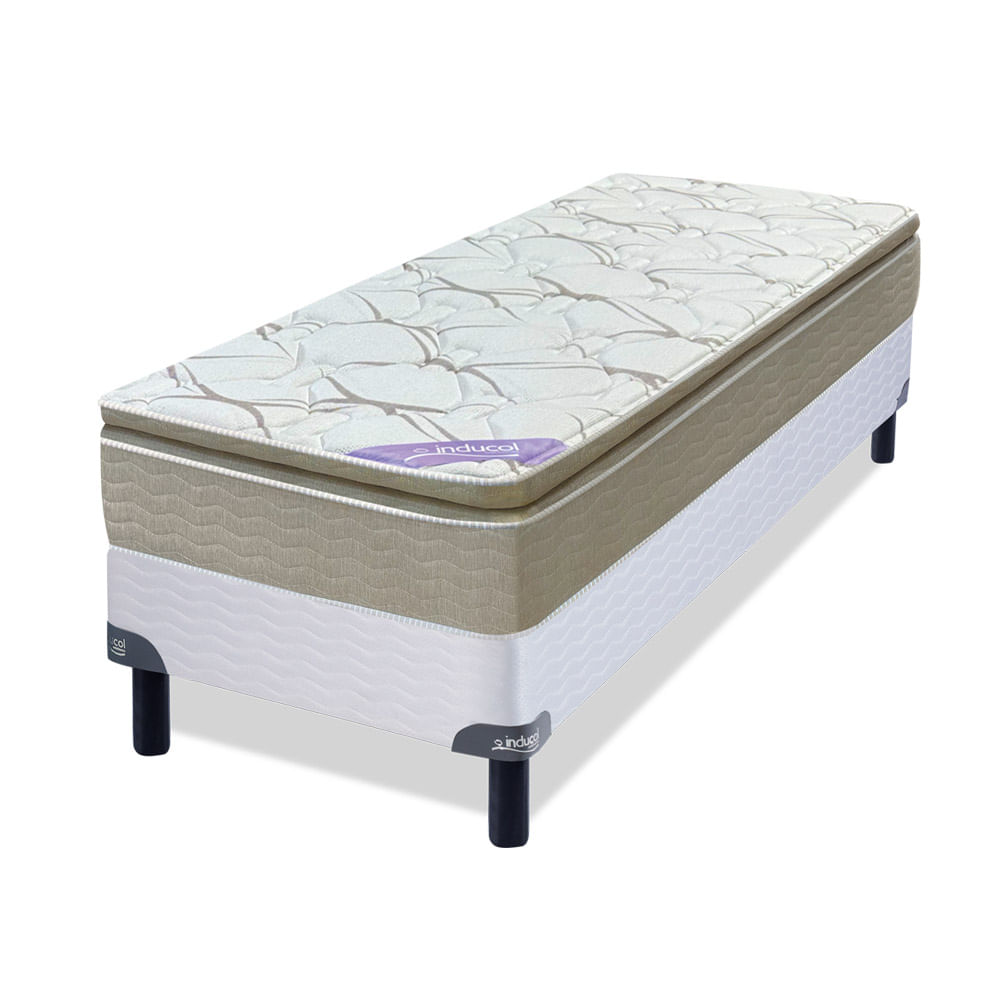 Conjunto Sommier y Colchón de resortes Inducol Pocket Extra Comfort de 1 plaza 90x190 cm