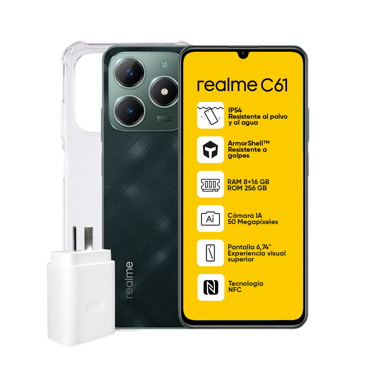 Celular Realme C61 6.7'' 8GB RAM 256GB Dark Green