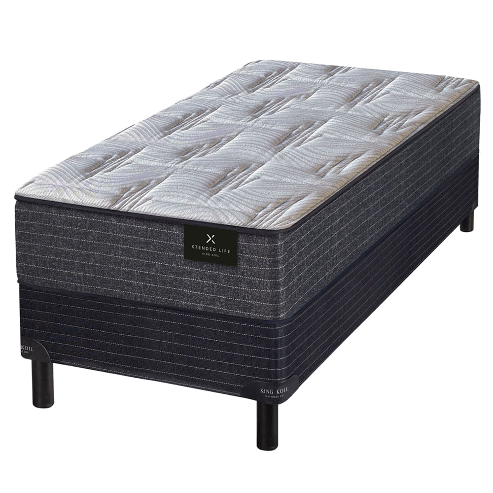 Conjunto Sommier y Colchón de resortes King Koil XL Ext. Life de 1 plaza 90x190 cm