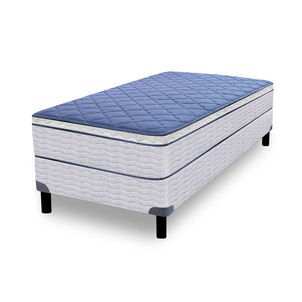 Conjunto Sommier y Colchón de resortes Zafiro Cobalt de 1 plaza 80x190 cm