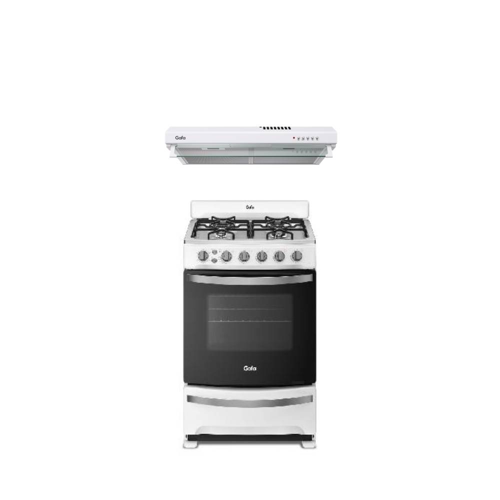 Combo Cocina Gafa a Gas 56 cm Blanca CGB56 + Purificador Extractor Gafa 60cm Blanco AJSR24M5ARW