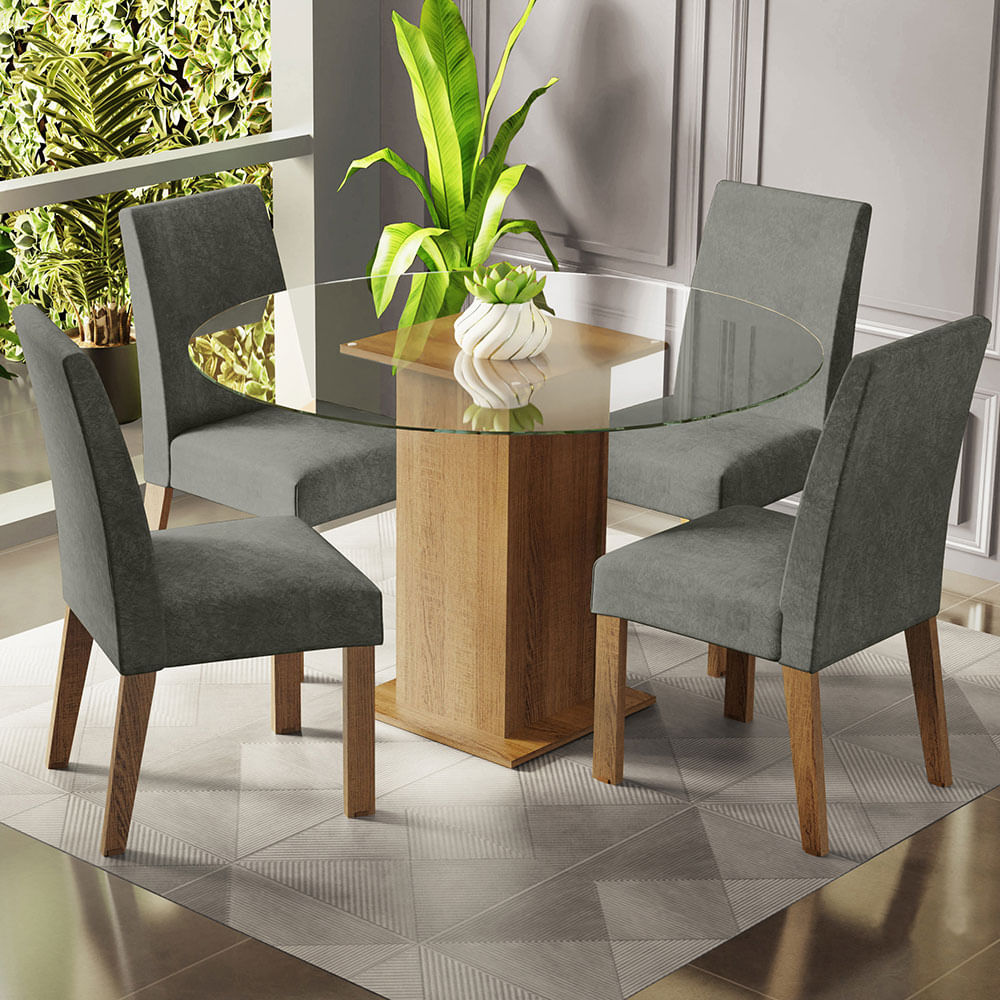 Juego De Comedor Con Mesa Redonda Con 4 Sillas Madesa Mile