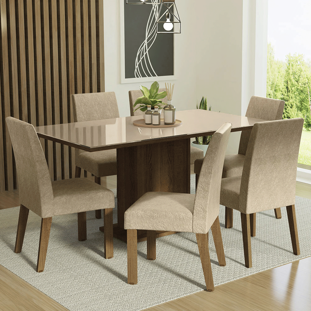 Juego De Comedor Madesa Alexis Mesa tapa de vidrio Con 6 Sillas