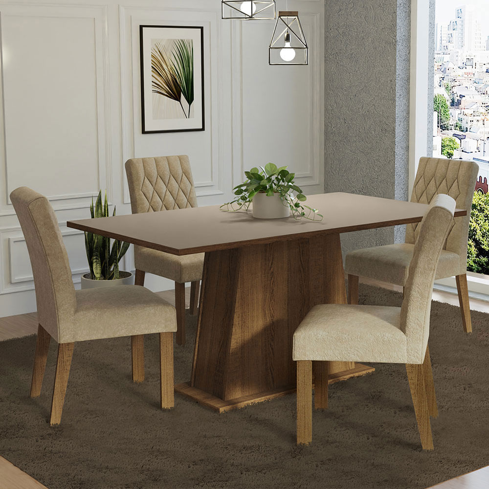 Juego De Comedor Madesa Ashley Tapa Madera Sillas Tapizadas MDJA0401497GSM