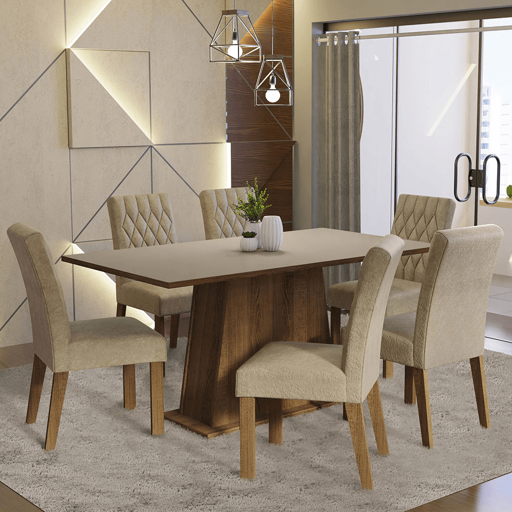 Juego De Comedor Madesa Britney Con Tapa De Madera 6 Sillas MDJA0601377GSM