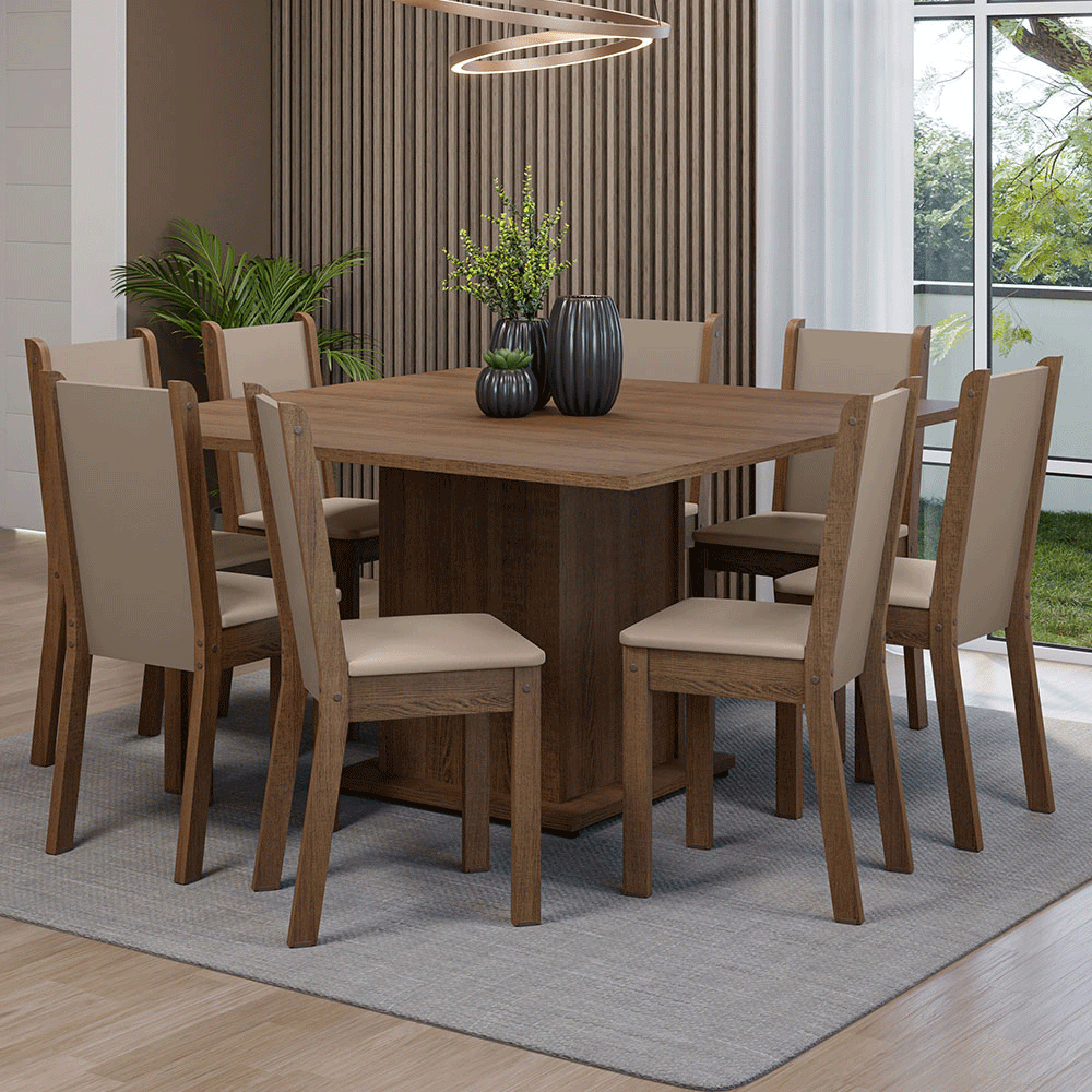 Juego De Comedor Madesa Marisa Con Tapa De Madera 8 Sillas