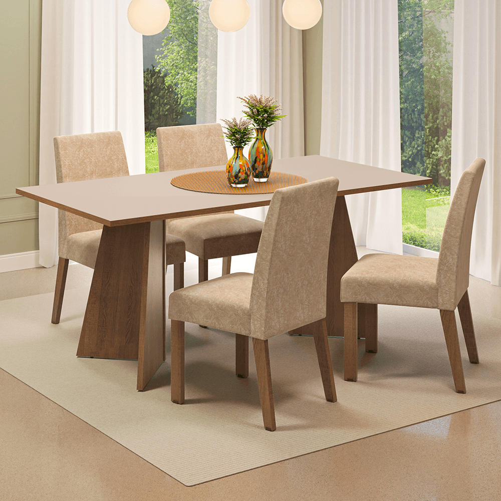 Juego De Comedor Mesa Con 4 Sillas April Madesa