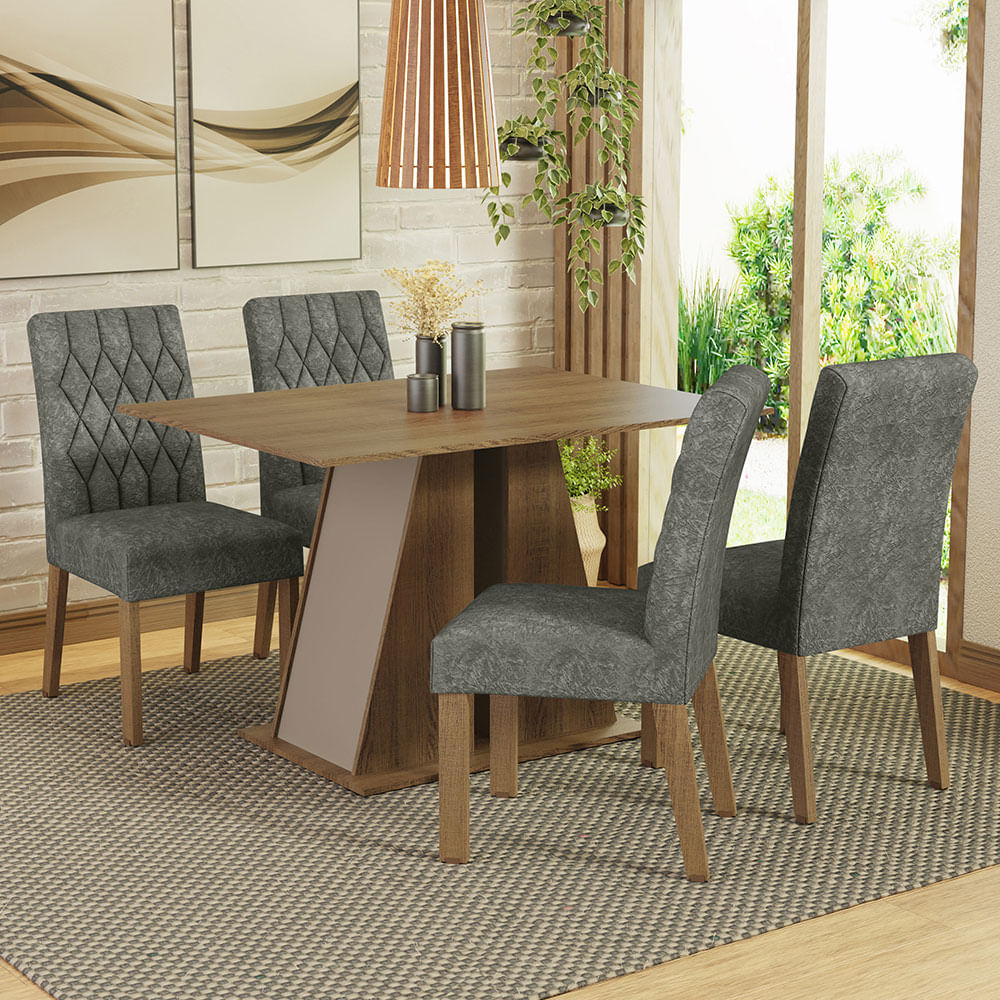 Juego De Comedor Mesa Tapa De Madera 4 Sillas Gisele MDJA0401667GSIL
