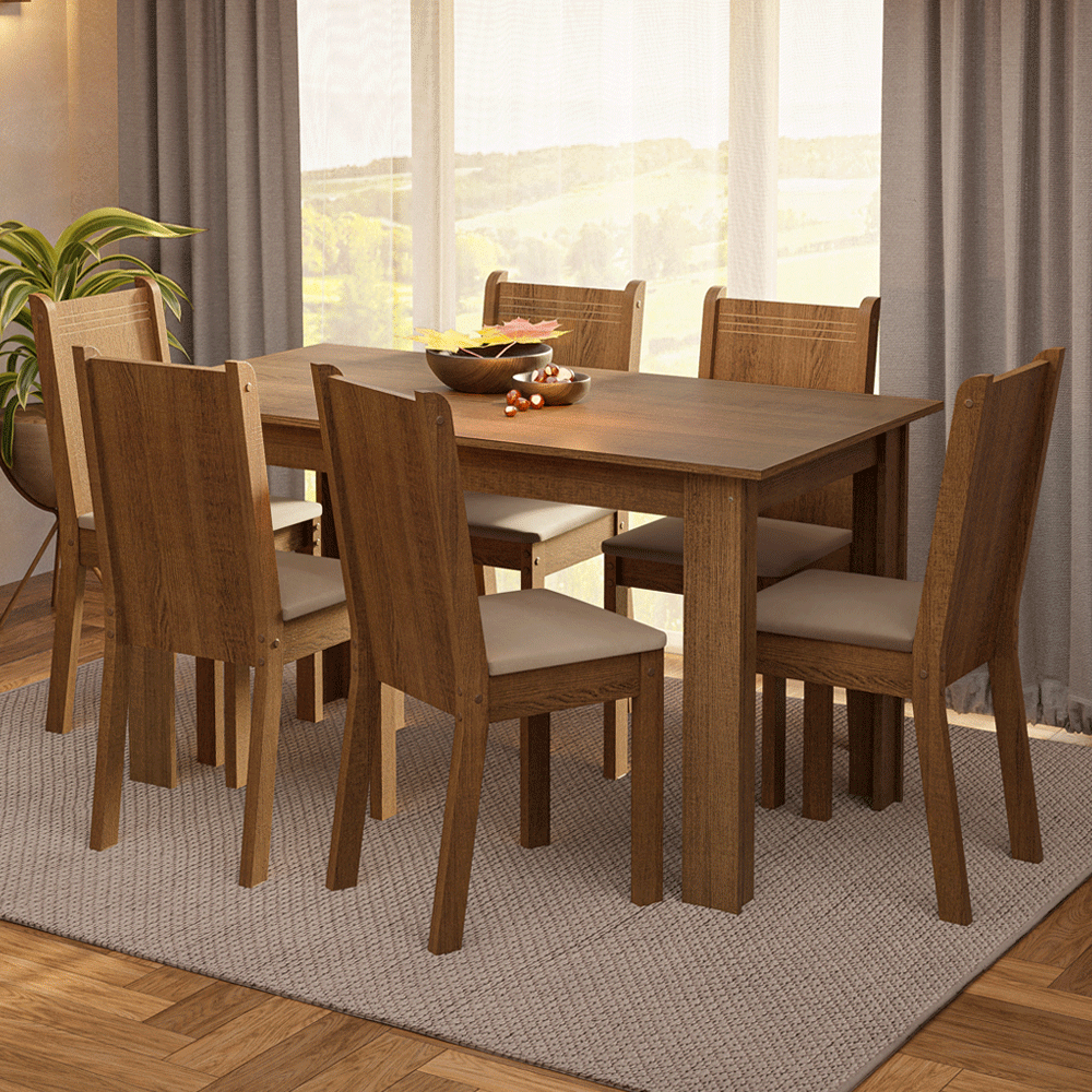 Juego de comedor Analu 6 sillas Madesa 136 Cm
