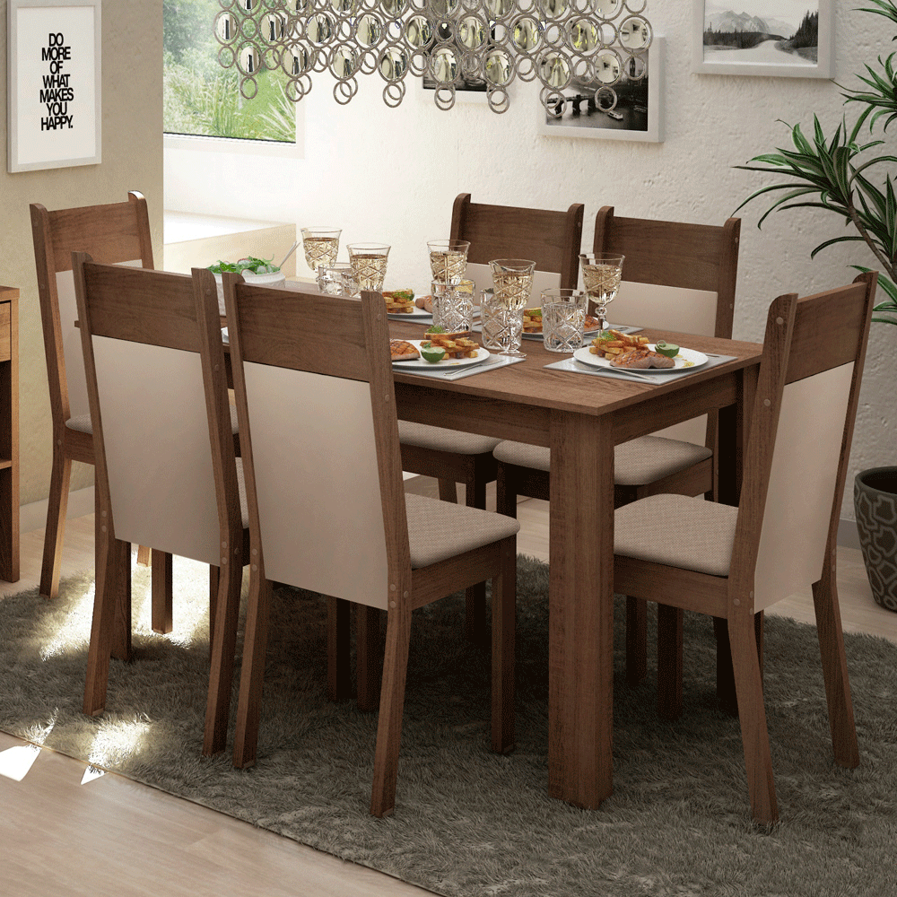Juego De Comedor Cocina Jaíne Madesa Mesa Con 6 Sillas