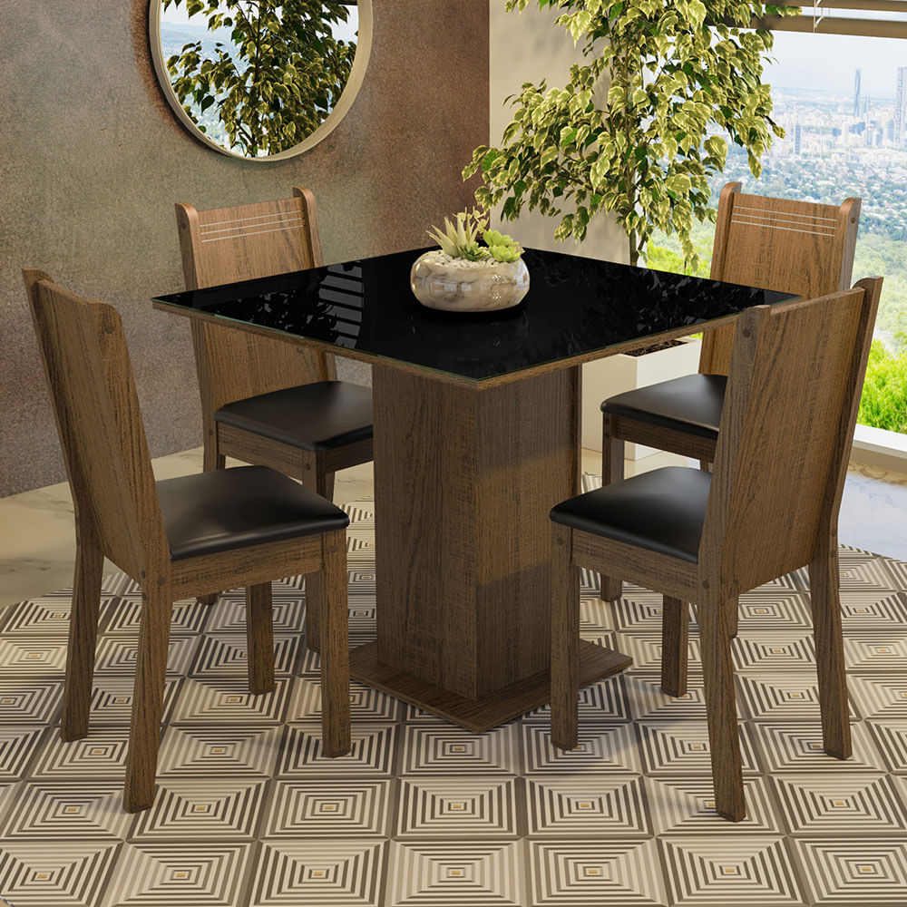 Juego De Comedor Con Mesa De Vidrio 4 Sillas Madesa Erla