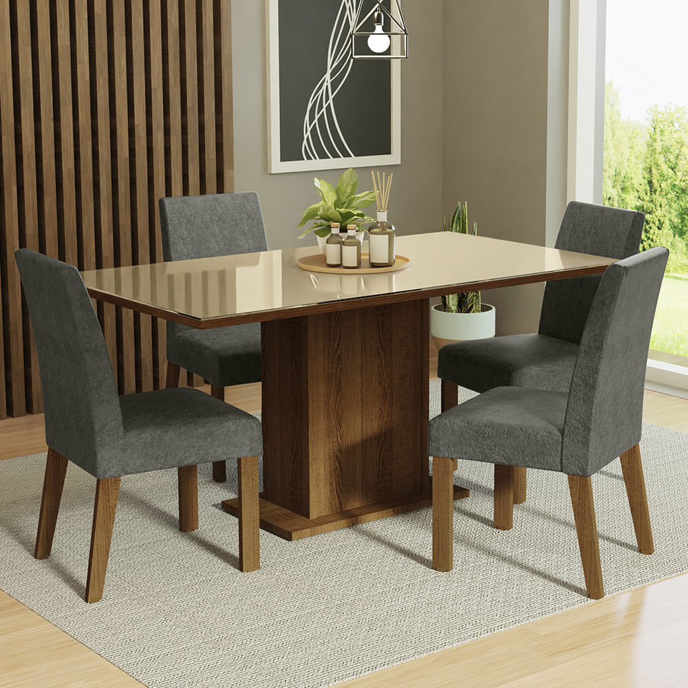 Juego De Comedor Madesa Avril Mesa tapa de vidrio Con 4 Sillas MDJA0401487GSL