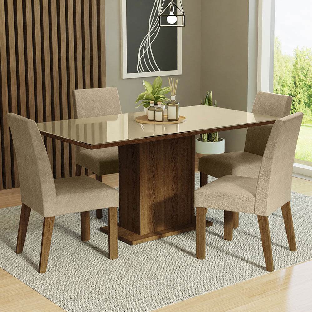 Juego De Comedor Madesa Avril Mesa tapa de vidrio Con 4 Sillas