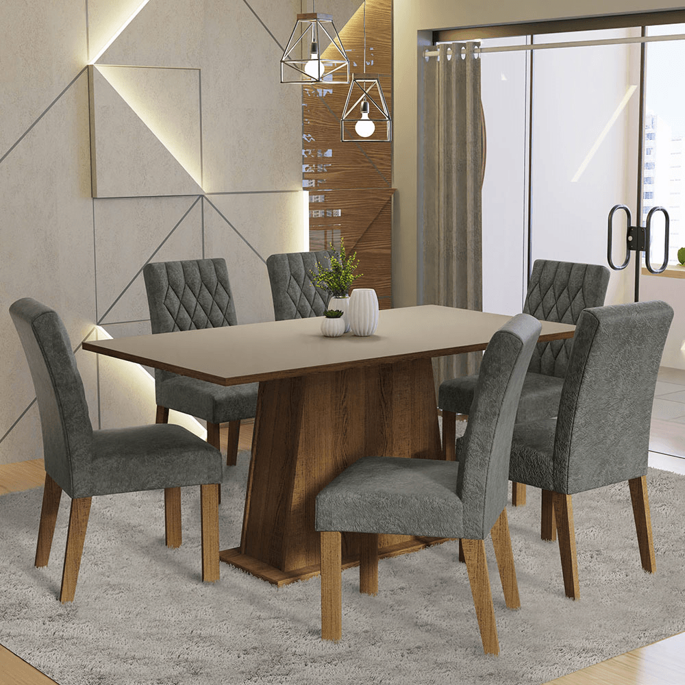 Juego De Comedor Madesa Britney Con Tapa De Madera 6 Sillas MDJA0601377GSL