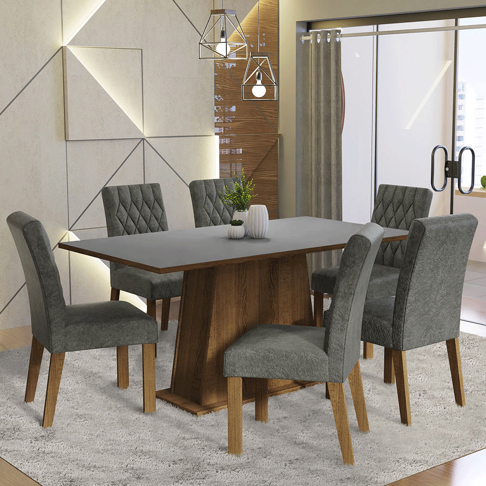 Juego De Comedor Madesa Britney Con Tapa De Madera 6 Sillas MDJA060137F9SL