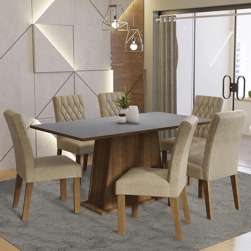 Juego De Comedor Madesa Britney Con Tapa De Madera 6 Sillas