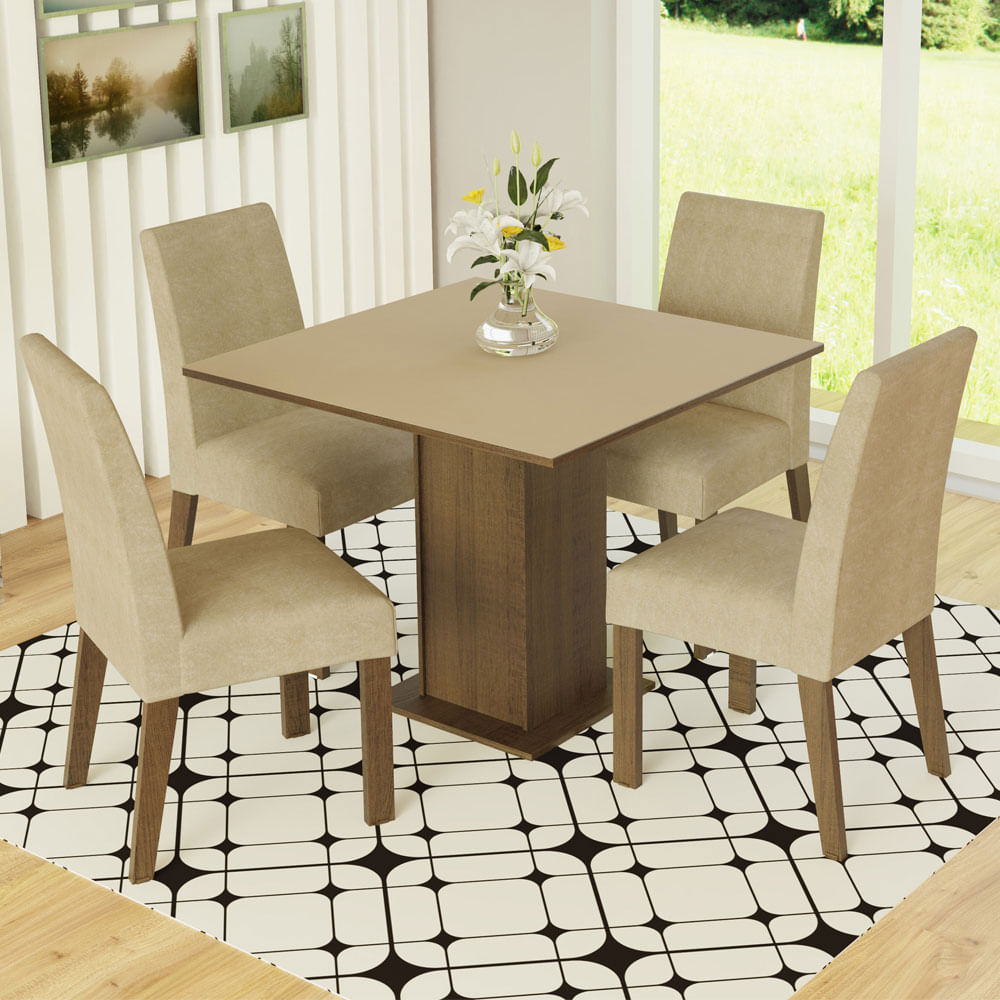 Juego De Comedor Madesa Deise Tapa De Madera Con 4 Sillas